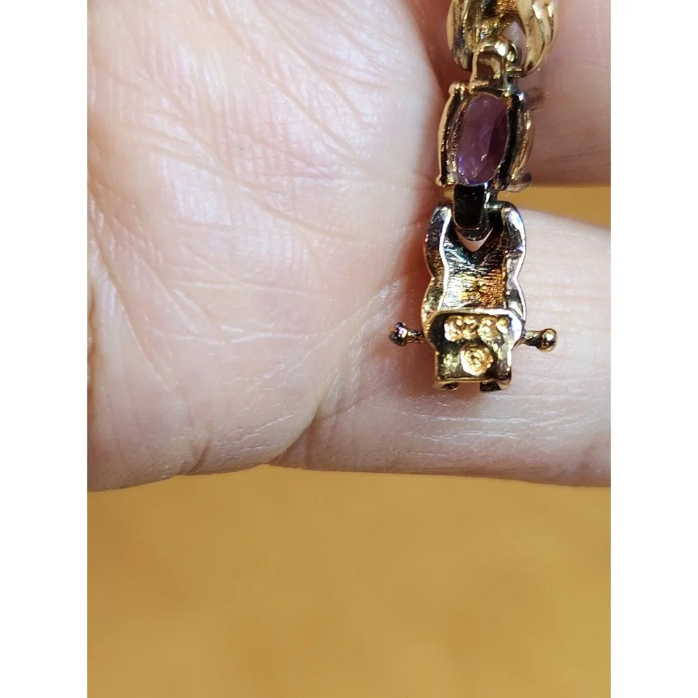 Sterling Silver Amethyst Tennis‎ Bracelet 7.25
